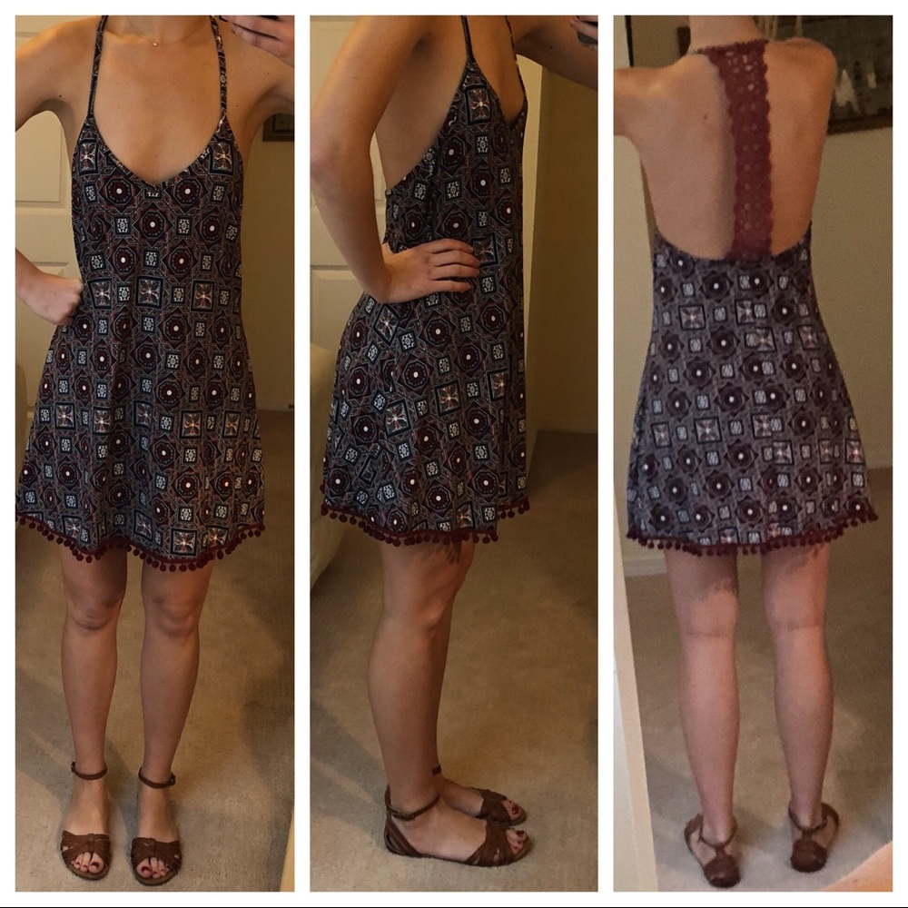 ASOS - Pattern Dress or Coverup - Maroon - Size 6 - Picture 2 of 8